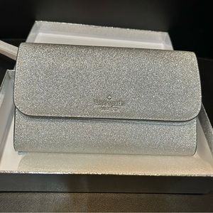 Kate Spade Silver Glitter clutch